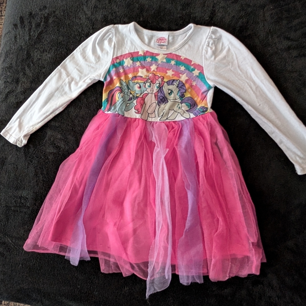 My Little Pony Friendship Is Magic Tulle Glitter Girls Dress Rainbow Princess - Picture 2 of 13